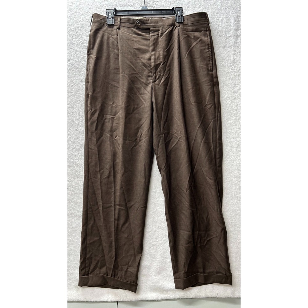 Harold Powell Mens Size 35X30 Brown Loro Piana 120s Wool Hemmed Pants (M7)